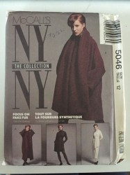 5046 McCalls NY NY Lined Shawl Collar Coat 2 Lengths, Empire Dress Lengths Pattern 12 Uncut